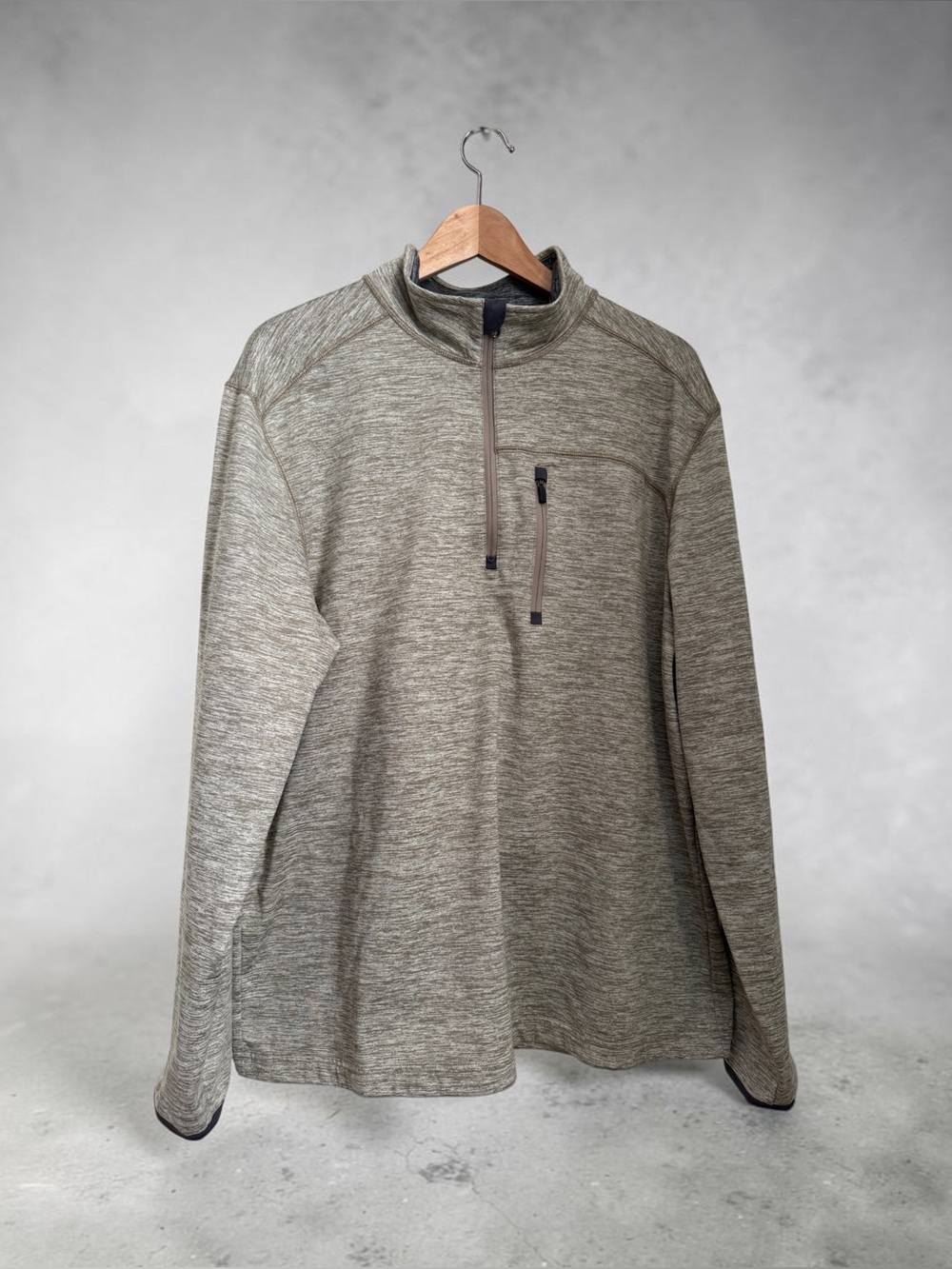GH Bass Explorer Men’s Quarter Zip Pullover Sweater Sz L Gray Fleece Lined
